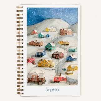Cozy Winter Village Art Notebook