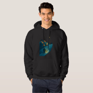 Cozy Winter Village Lantern Walk Illustration Hood Hoodie