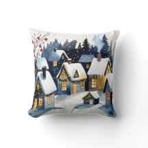 Cozy Winter Village Watercolor Christmas