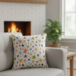 Cozy Winter With Vibrant Colorful Star Pattern Cushion