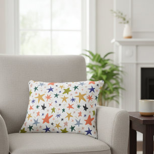 Cozy Winter With Vibrant Colorful Star Pattern Decorative Cushion