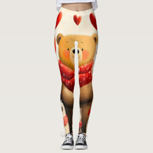 Cozy Woodland Bear Owl Family Winter Love Leggings
