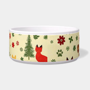 Cozy Woodland Christmas Cat Bowl – Rustic Animals