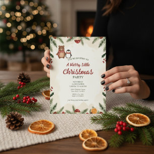Cozy Woodland Christmas Party Invitation