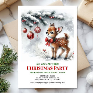 Cozy woodland deer Christmas kids invite printable