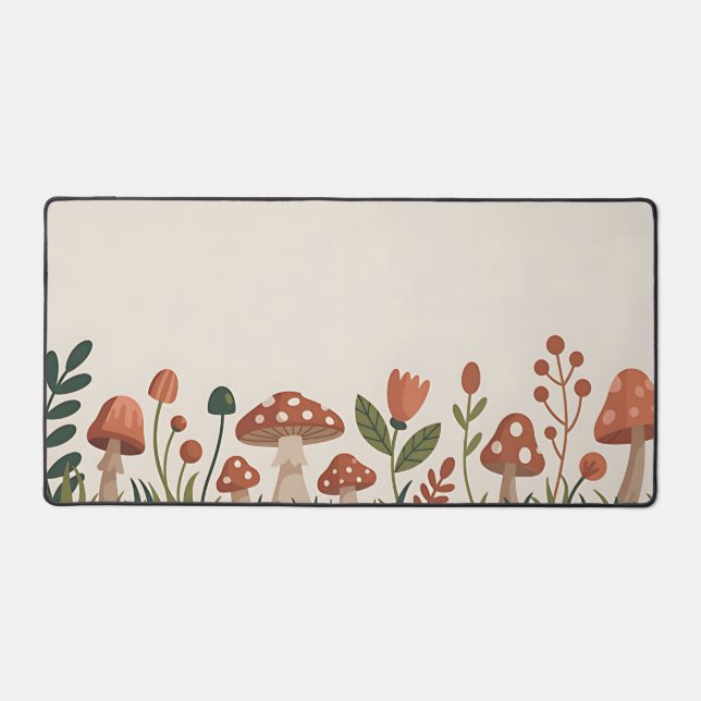 Cozy Woodland Mushrooms Desk Mat (Front)