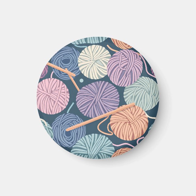Cozy Yarn Balls and Knitting Needles Seamless  Magnet (Front)