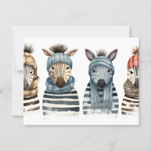 Cozy Zebras Postcard