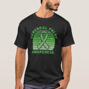 CP Green Ribbon Retro Sunset Cerebral Palsy Awaren T-Shirt