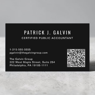 CPA Accountant Black QR Code Business Card