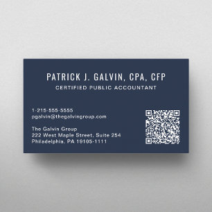 CPA Accountant Blue QR Code Business Card