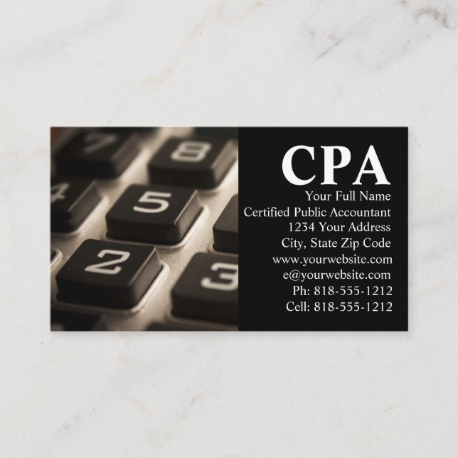 CPA Accountant Certified Public Accountants Business Card (Front)