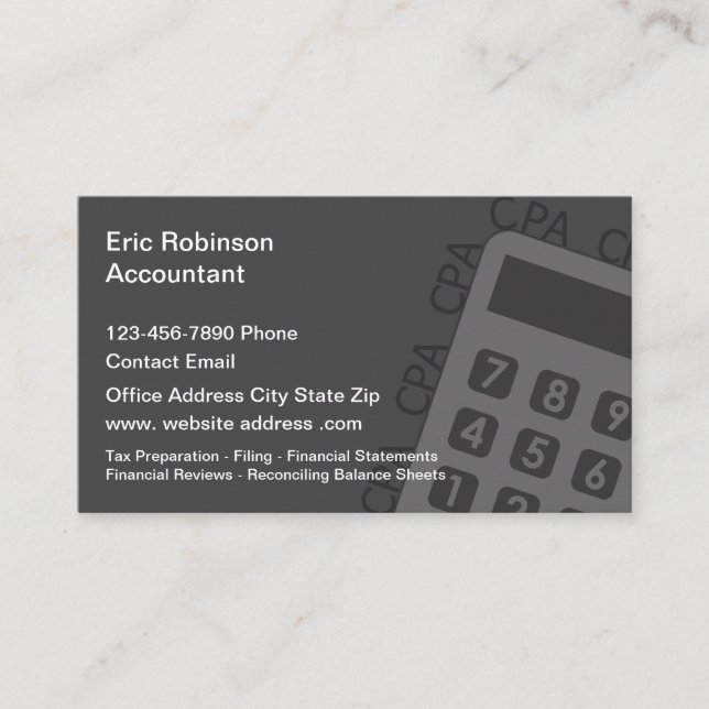 CPA Accountant Financial Business Cards (Front)