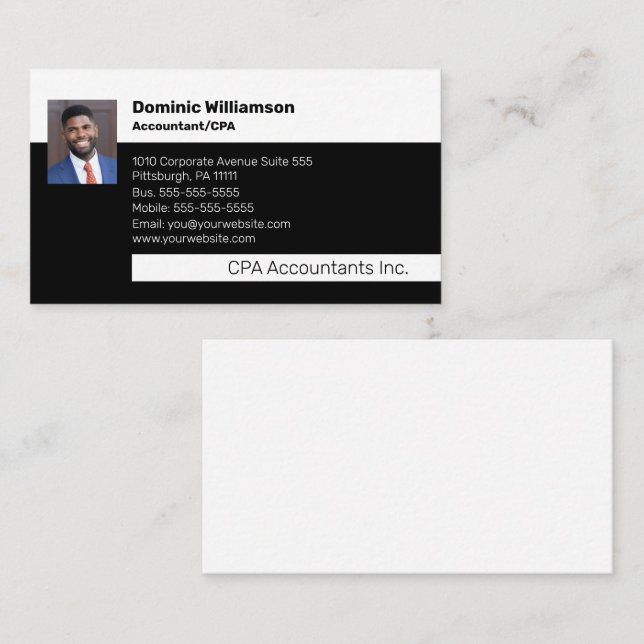 CPA | Accountant Professional Black | Gold  Busine Business Card (Front/Back)