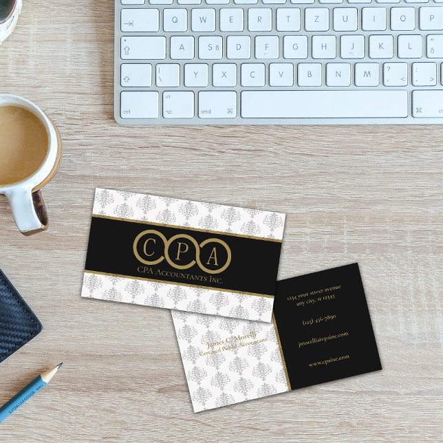 CPA | Accountant Professional White | Black Business Card (Creator Uploaded)