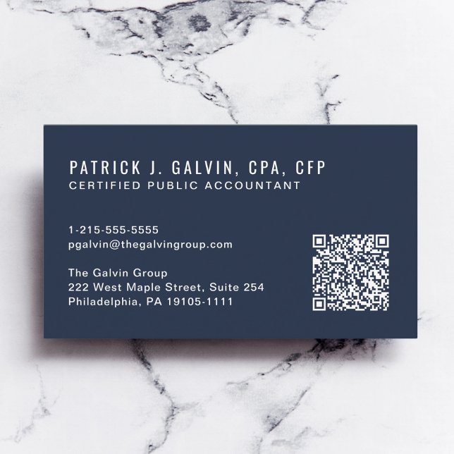 CPA Accountant QR Code Blue Business Card (CPA Accountant QR Code Blue Business Card)