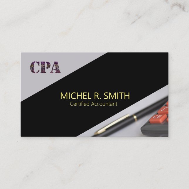 CPA Certified accountant with Calculator Pen  Business Card (Front)