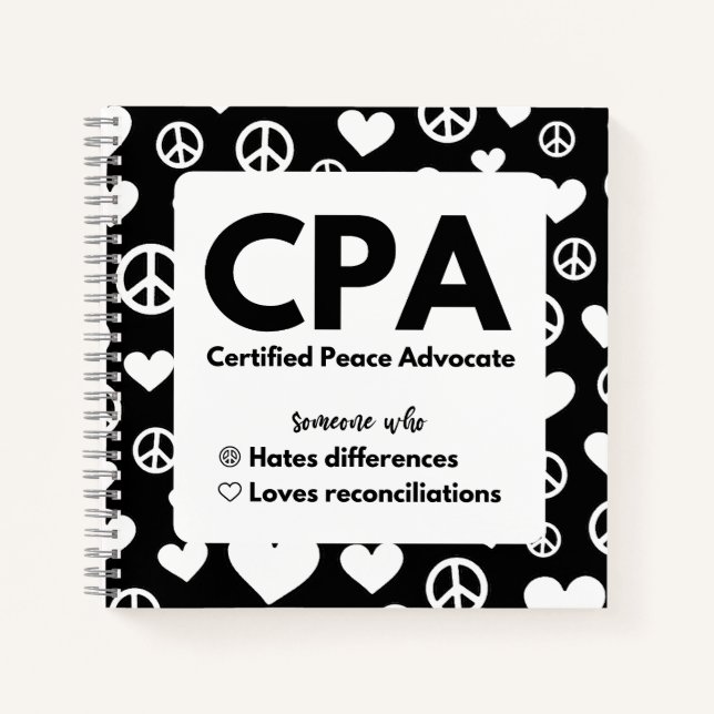 CPA Certified Peace Advocate Notebook (Front)