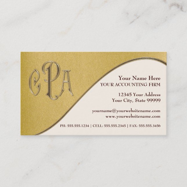 CPA Certified Public Accountant Business Taxes Business Card (Front)