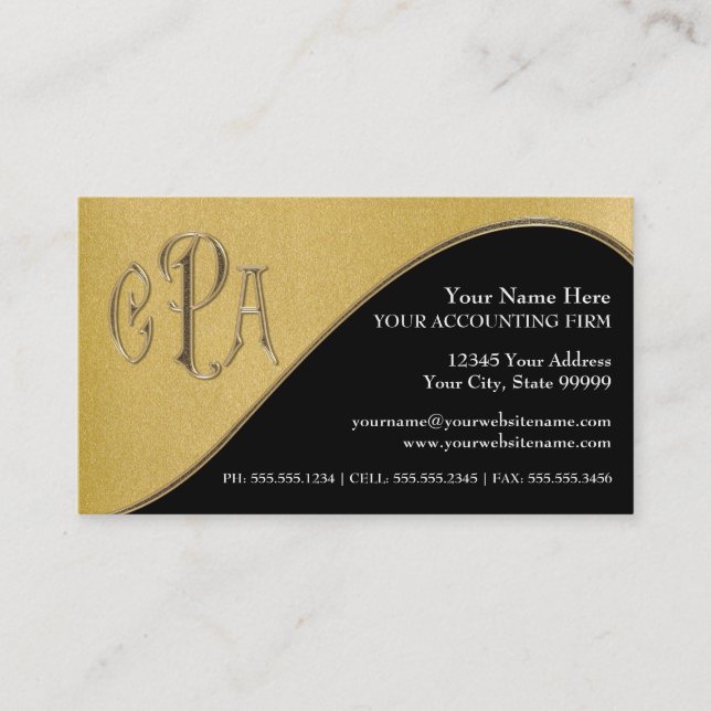 CPA Certified Public Accountant Business Taxes Business Card (Front)
