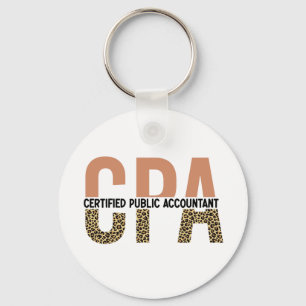 CPA Certified Public Accountant Leopard Print Key Ring