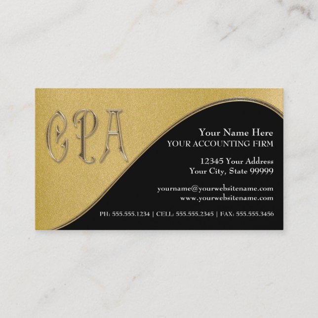 CPA Gold n Black Certified Public Accountant Business Card (Front)