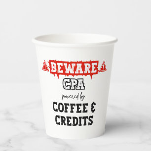 CPA Powered By Coffee & Credits Funny Accountant Paper Cups