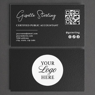 CPA Tax Accountant Preparer QR Code Faux Leather Business Card