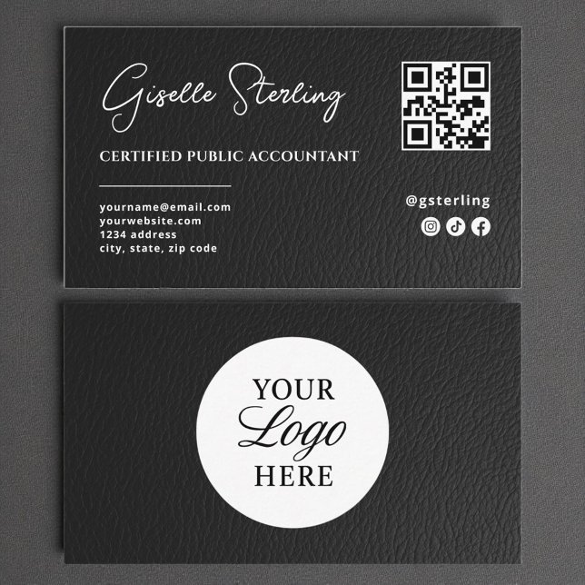 CPA Tax Accountant Preparer QR Code Faux Leather Business Card (Creator Uploaded)