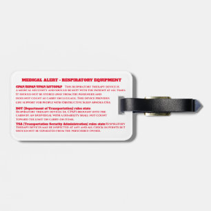 CPAP medical condition carry on travel Luggage Tag