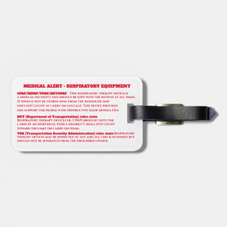 CPAP medical condition carry on travel Luggage Tag