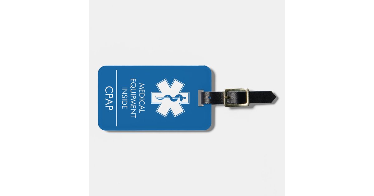 CPAP or Medical Alert Carry On Luggage Tag Zazzle.co.uk