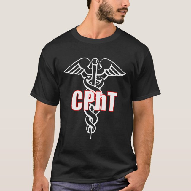 Cpht Certified Pharmacy Technician Caduceus Design T-Shirt (Front)