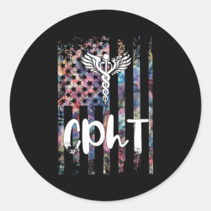 Cpht Us Flag Certified Pharmacy Technician Pharma  Classic Round Sticker