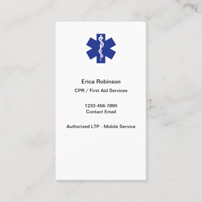 CPR First Aid Medical Business Cards (Front)