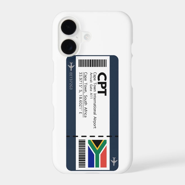 CPT Cape Town Boarding Pass - South Africa iPhone Case (Back)