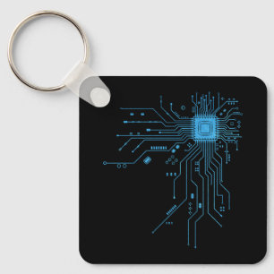 CPU Chip Circuit PCB Design Tech Lovers Computer  Key Ring