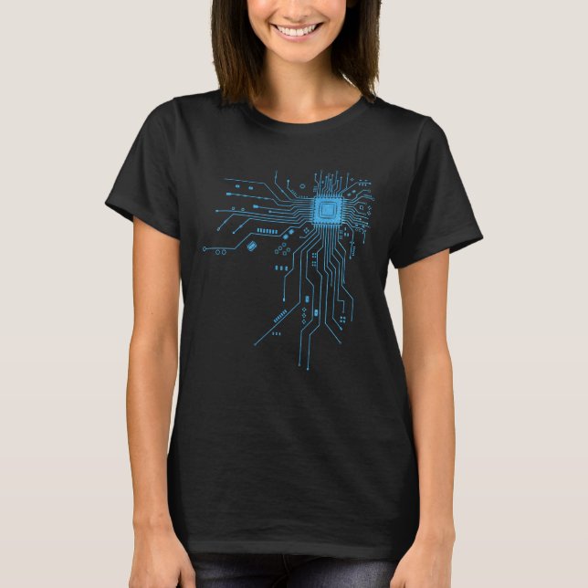 CPU Chip Circuit PCB Design Tech Lovers Computer  T-Shirt (Front)