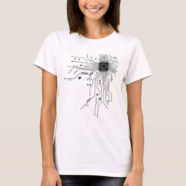 CPU Chip Circuit PCB Design Tech Lovers Computer  T-Shirt (Front)
