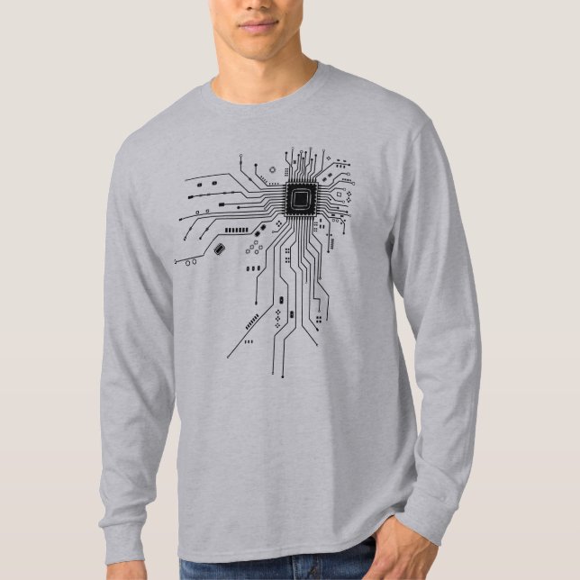 CPU Chip Circuit PCB Design Tech Lovers Computer  T-Shirt (Front)