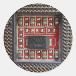 Cpu Circuit Round Sticker