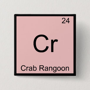 Cr - Crab Rangoon Funny Chemistry Element Symbol 15 Cm Square Badge