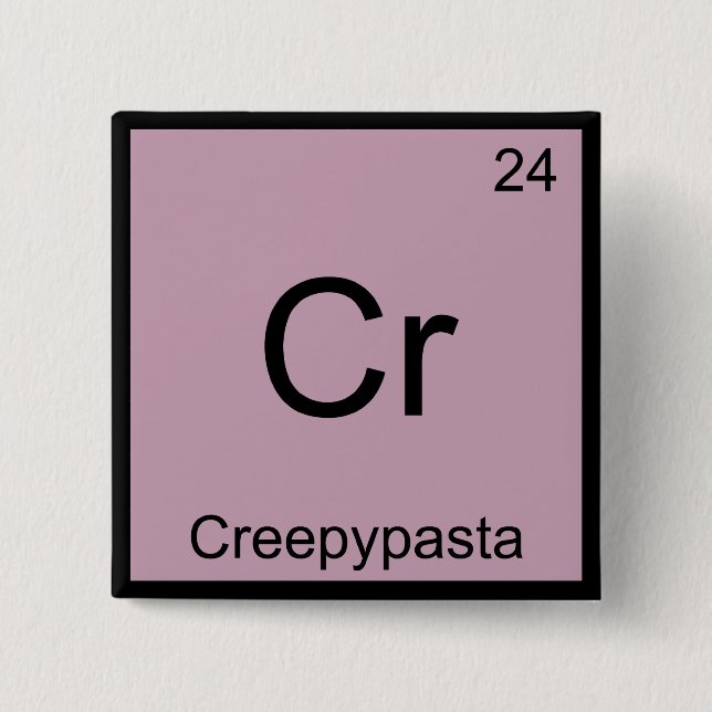 Cr - Creepypasta Chemistry Element Symbol Meme Tee 15 Cm Square Badge (Front)