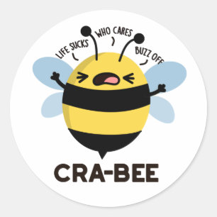 Cra-bee Funny Crabby Bee Pun Classic Round Sticker