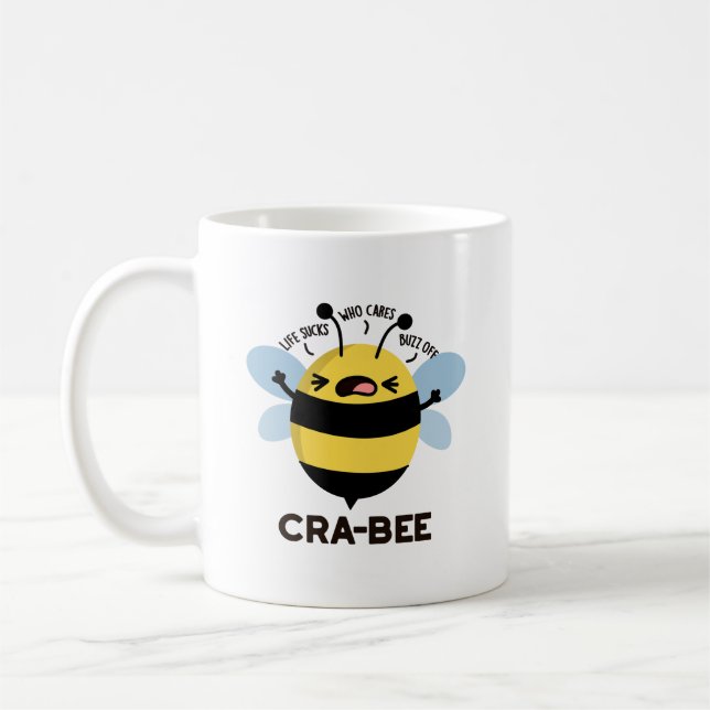 Cra-bee Funny Crabby Bee Pun  Coffee Mug (Left)