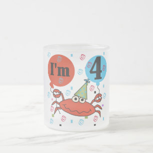 Crab 4th Birthday Tshirts and Gifts Frosted Glass Coffee Mug