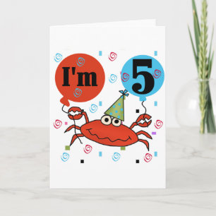 Crab 5th Birthday Tshirts and Gifts Card