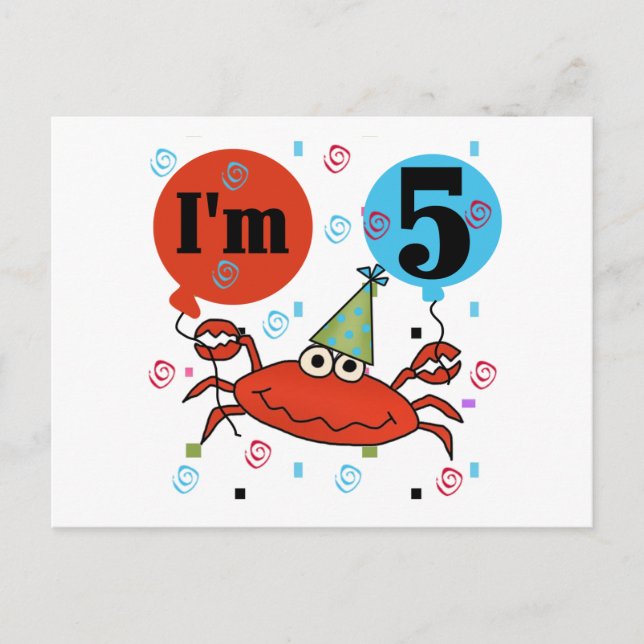 Crab 5th Birthday Tshirts and Gifts Postcard (Front)
