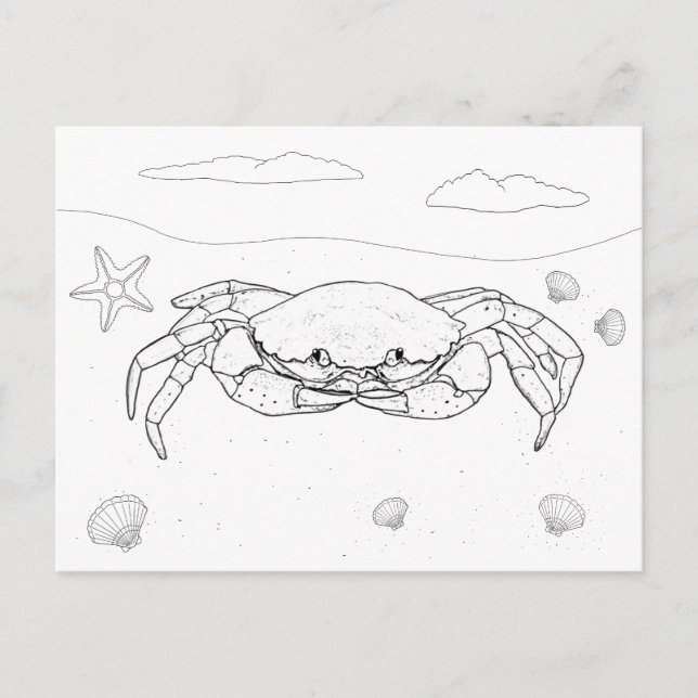 Crab Adult Colouring Postcard (Front)