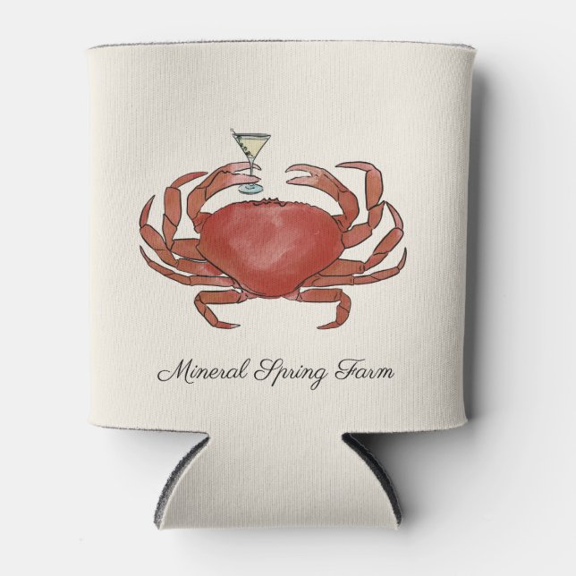 Crab and Martini Maryland Wedding  Can Cooler (Front)